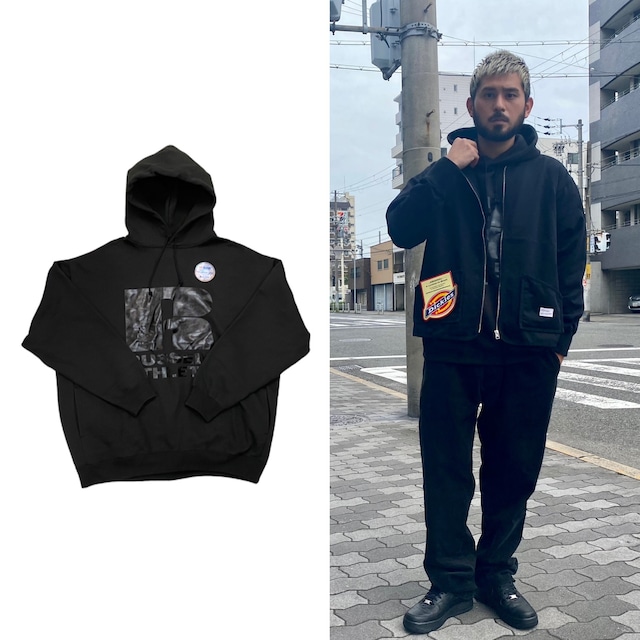 COOTIE × RUSSELL ATHLETIC 20AW T/C Pullover Parka BLACK  CLEAR MEDIUM 35KE5967