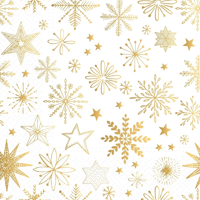 2023秋冬【PAW】バラ売り2枚 ランチサイズ ペーパーナプキン Shiny snowflakes ホワイト