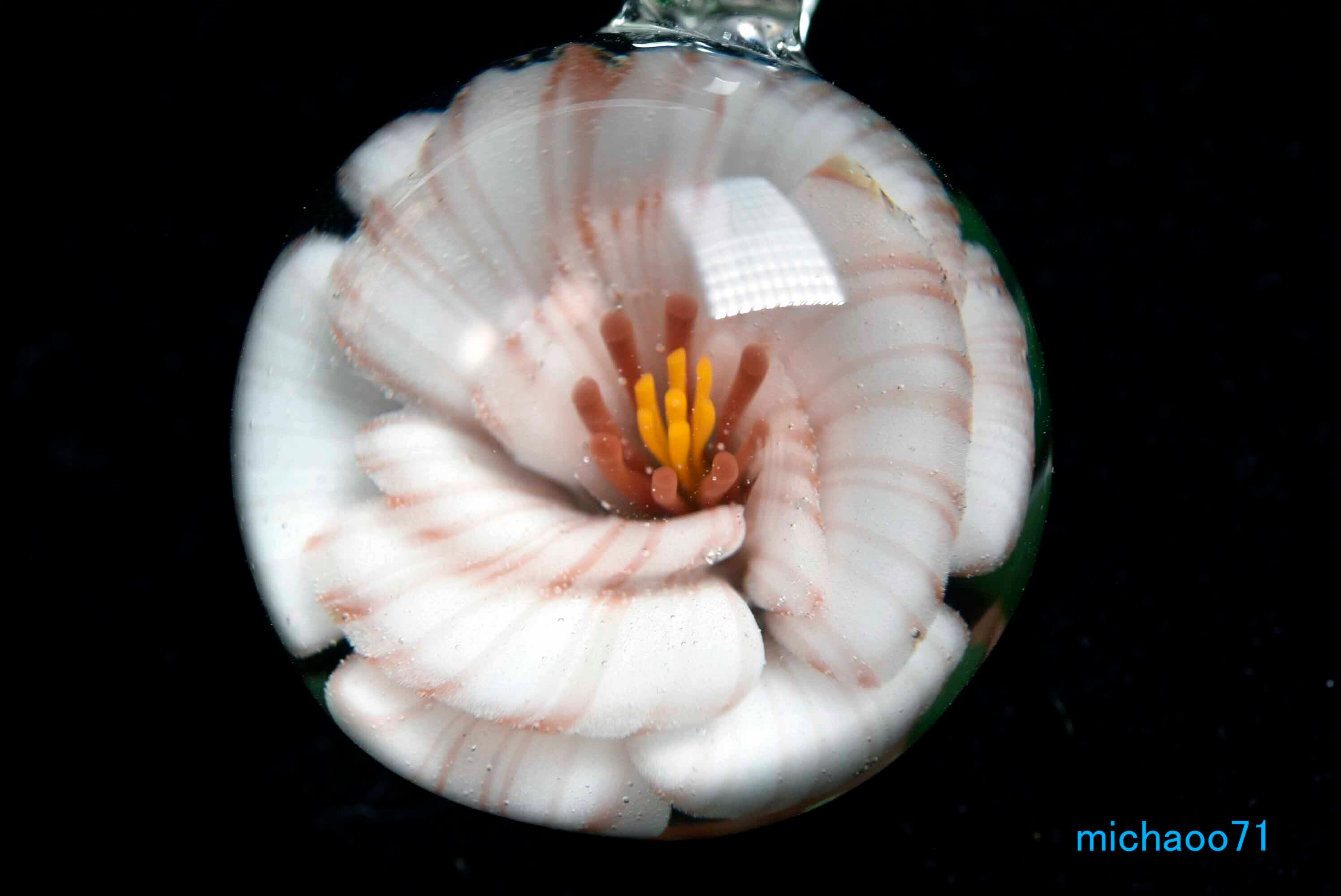 フラワー ガラスのペンダントトップ 12141-P21 GLASS FLOWER 透き通っ