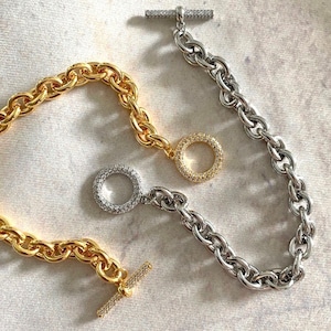 18k High quality / round cz chain bracelet【 2color 】º