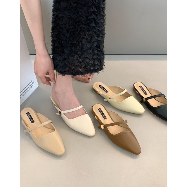 ゴールドボタンミュールサンダル　200625