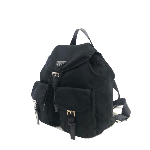 PRADA プラダ トライアングルロゴ ナイロン×レザー ダブルポケット バックパック ブラック  vintage ヴィンテージ オールド mkjw48