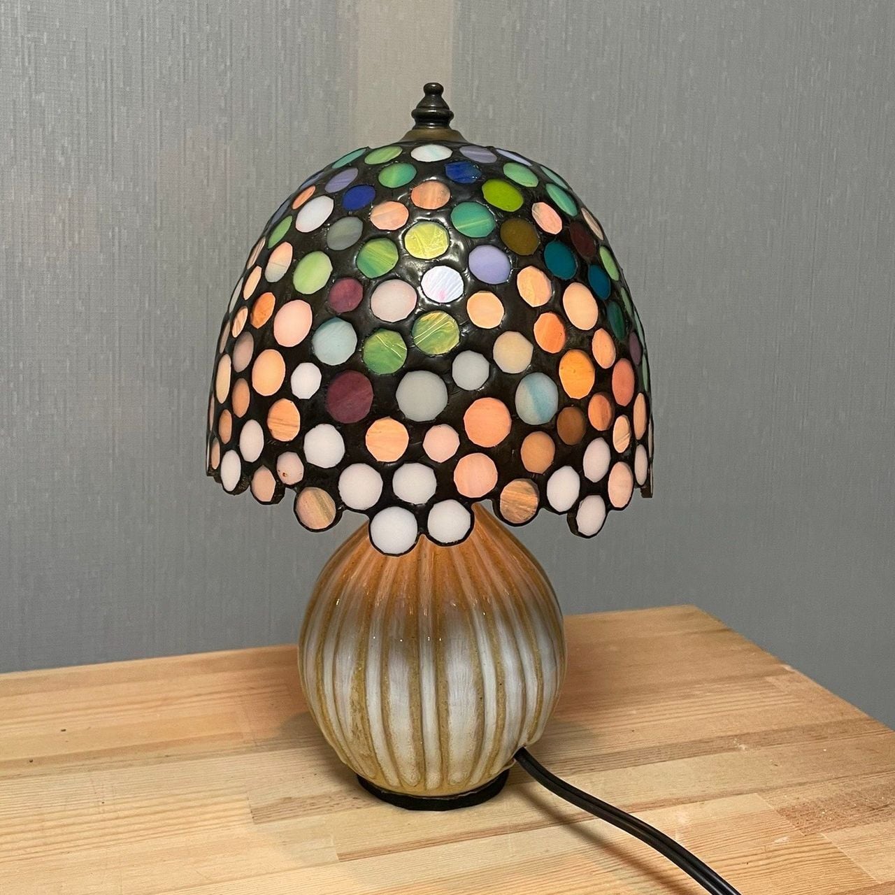 ステンドグラス　ランプベース　陶器製4点 ステンドグラスランプベース4点