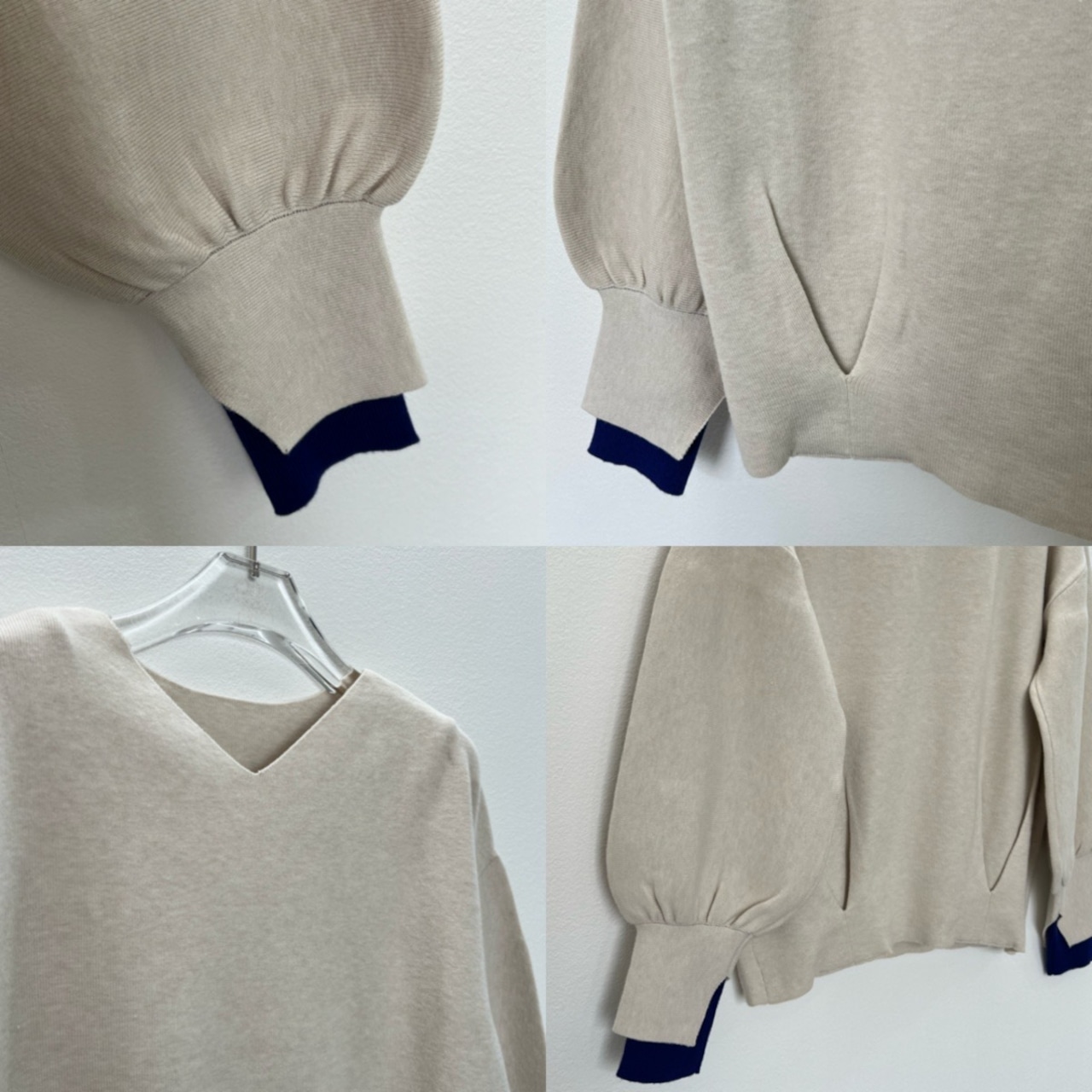やわもち2wayバイカラーカフknit/エクリュ