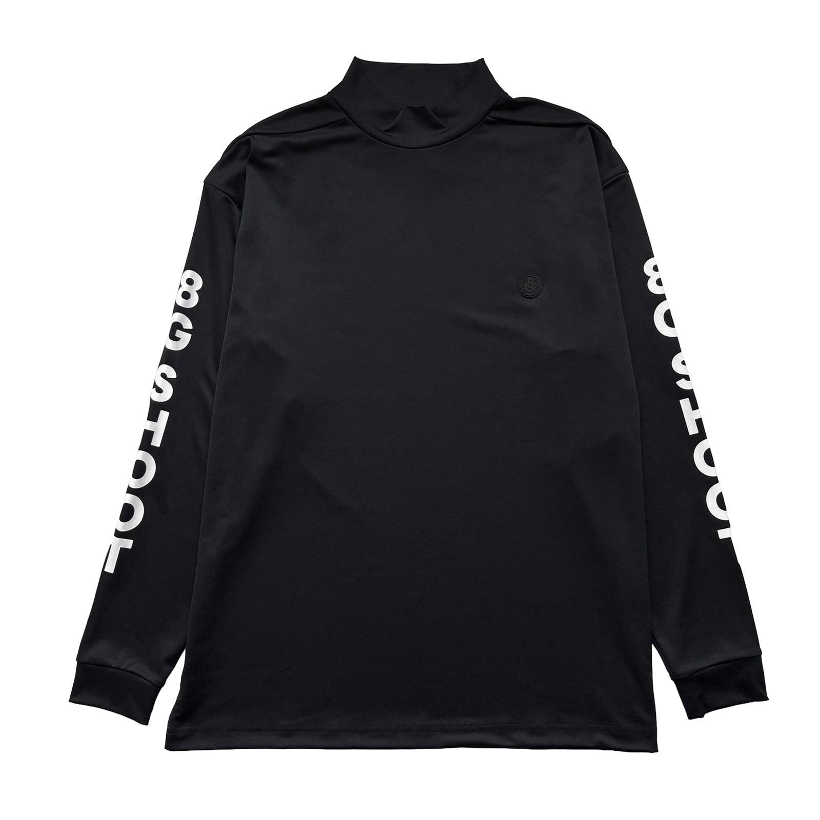 SLEEVE LOGO L/S MOCK NECK SHIRT -BLACK-