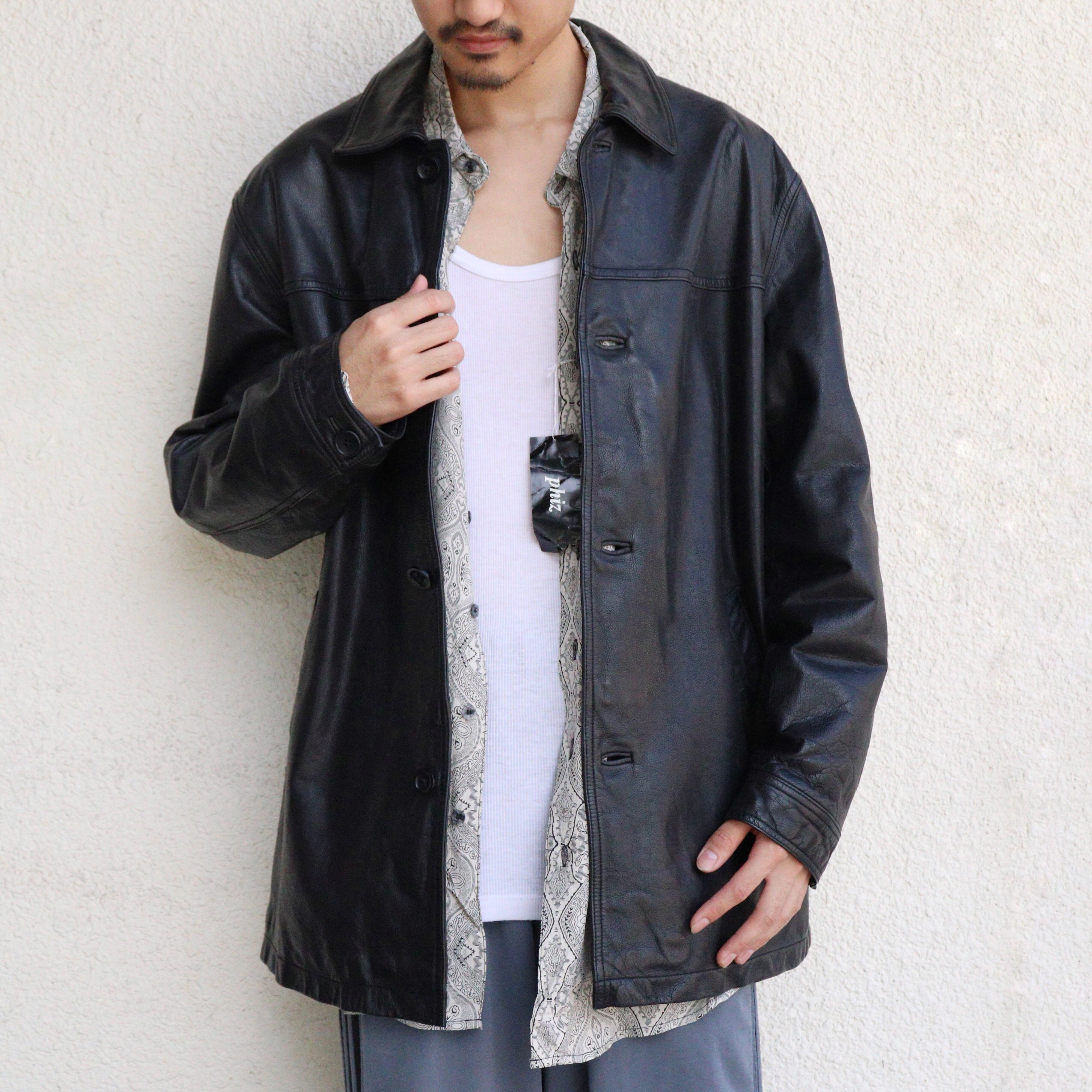 00's BANANA REPUBLIC leather car coat. | 古着屋十人十色