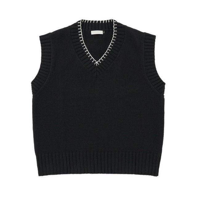 stitched V-neck knit vest　ステッチVネックニットベスト　J1608