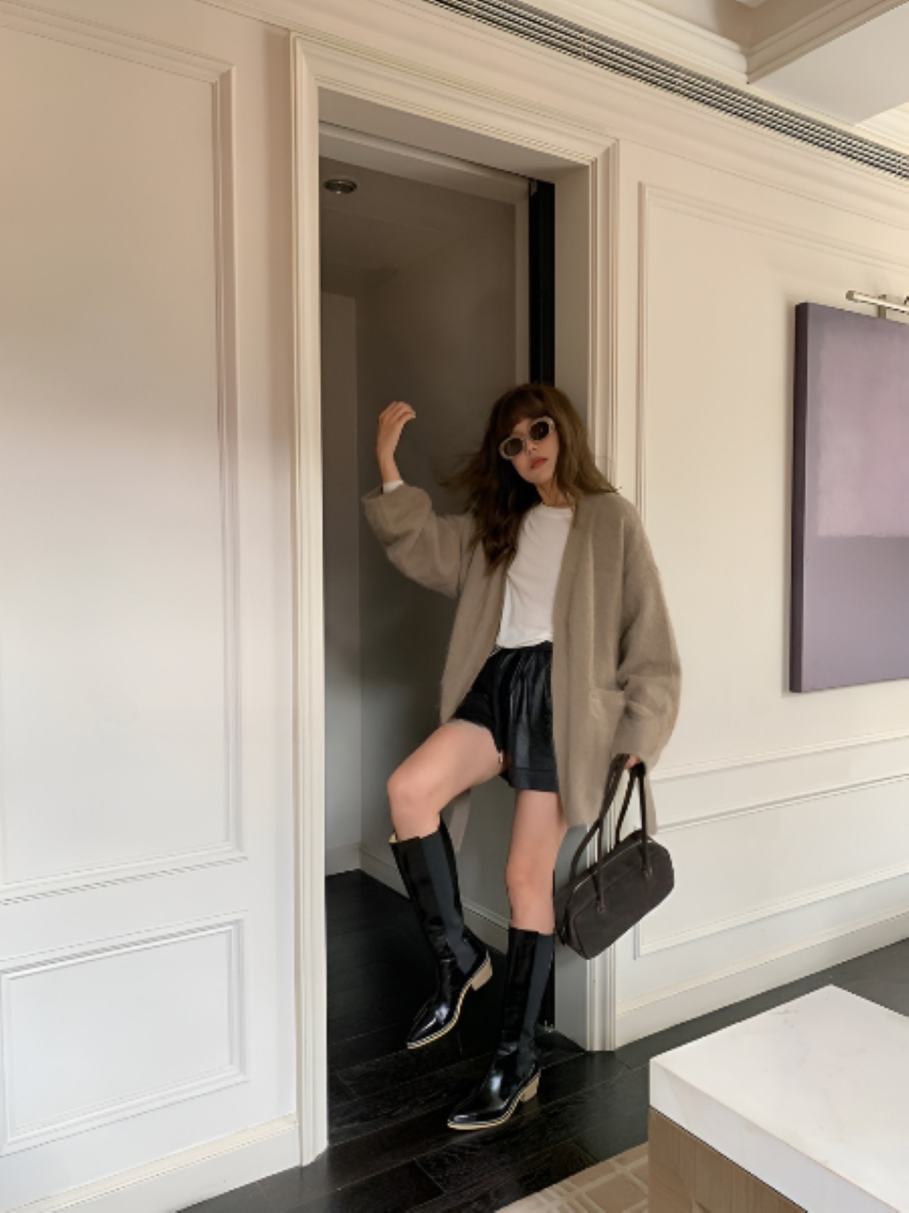 Velvet french lazy lace-up coat【H00042】