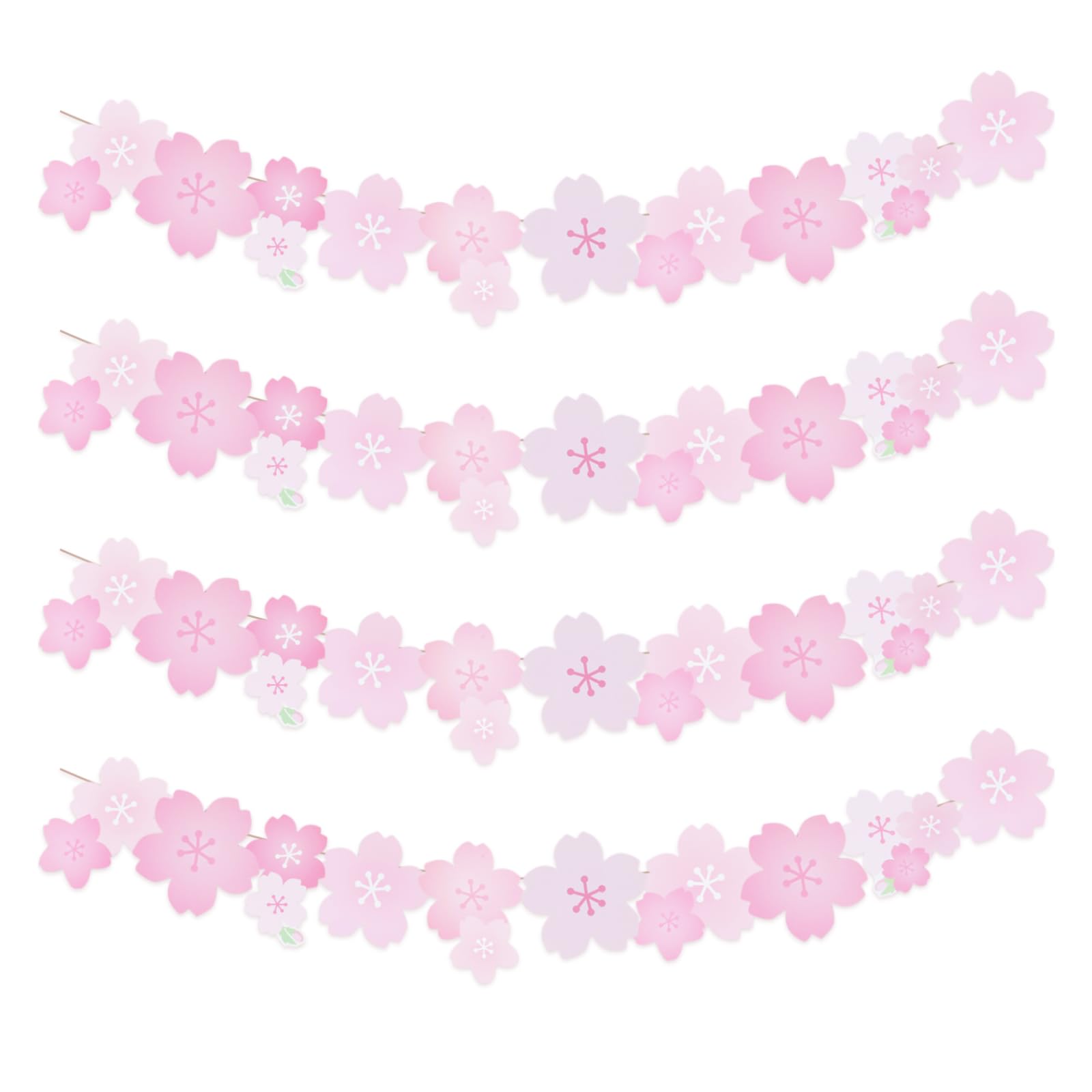 【在庫処分】桜 ガーランド 4本入 壁飾り 春 飾り付け おしゃれ 桜装飾 インテリア飾り 誕生日 入学式 運動会 文化祭 体育祭 店舗 装飾 麻紐付き