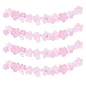【在庫処分】桜 ガーランド 4本入 壁飾り 春 飾り付け おしゃれ 桜装飾 インテリア飾り 誕生日 入学式 運動会 文化祭 体育祭 店舗 装飾 麻紐付き