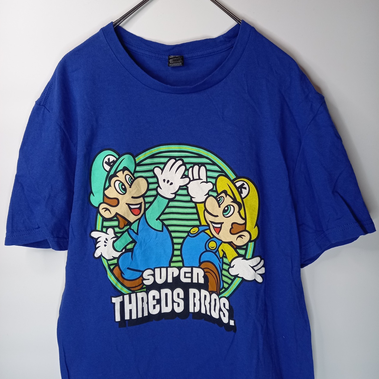 DISTRICT　クルーネック　プリントTシャツ　半袖　ブルー　S