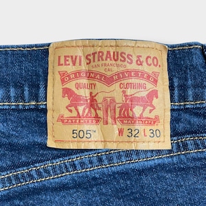 【LEVI'S】505 濃紺 デニム ジーパン ジーンズ ストレッチ テーパード ジッパーフライ W32 L30 リーバイス コロンビア製 US古着