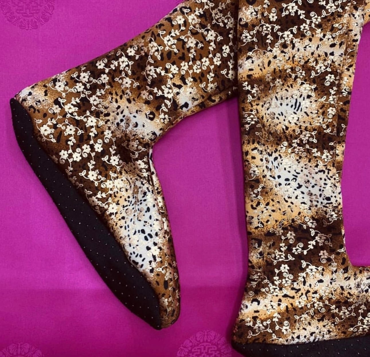 ハンドメイド　ポソン　韓国 キンキラヒョウ柄 ロング ポソン | 呉本商店