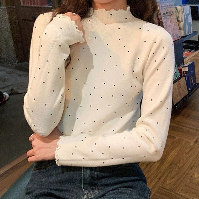 ドット柄メロウカットソー　2color　N00006