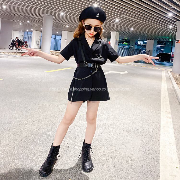 110-160㎝】2way ジャケット ワンピース ベルト カジュアル 韓国版  