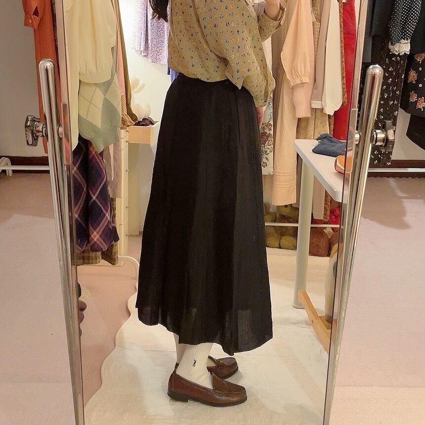 black line sheer long skirt