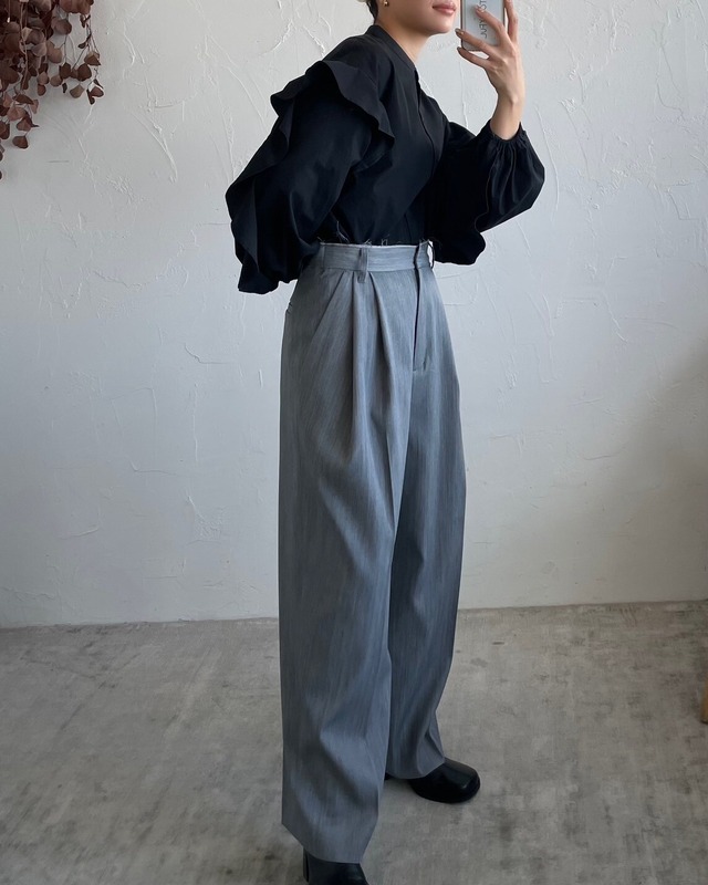 &her  Wool Tack Pants  ウールタックパンツ　Gray