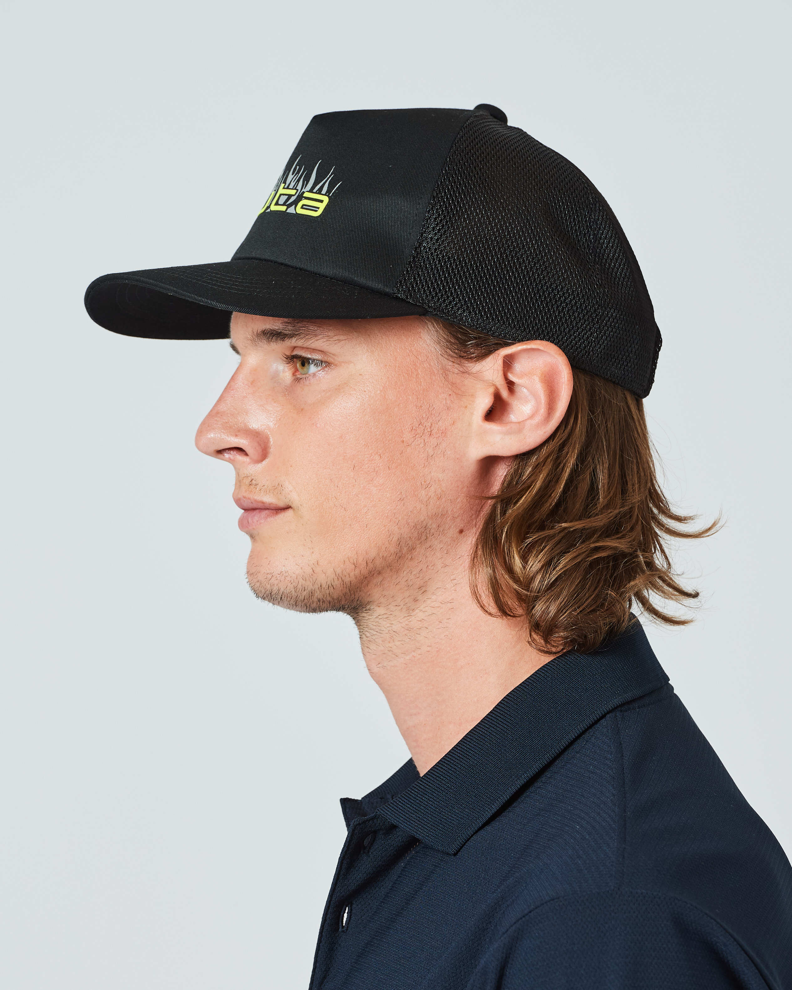 ムータマリン メッシュキャップ ブラック muta MARINE × ACANTHUS ファイヤロゴ メッシュキャップ