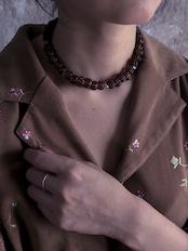 tay Original/Vintage Naga beads & Karen silver beads necklace (Brown)