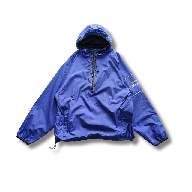 Calvin Klein Jeans カルバン・クライン ジーンズ CK-JEANS ロゴ ナイロン アノラックパーカー ブルー（表記L・実寸XL相当）｜NA957