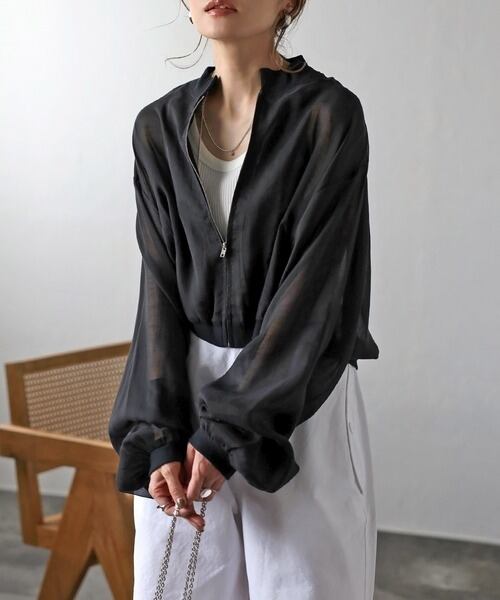 ボリュームスリーブシアーブルゾン | peachflower