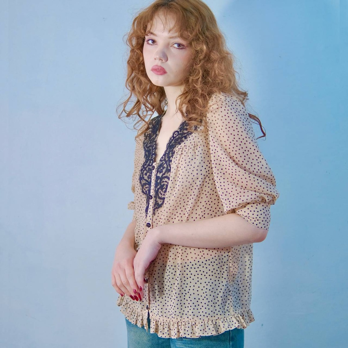 即発送】Sweet pie blouse dot -スウィートピーブラウスドット- | Lily 