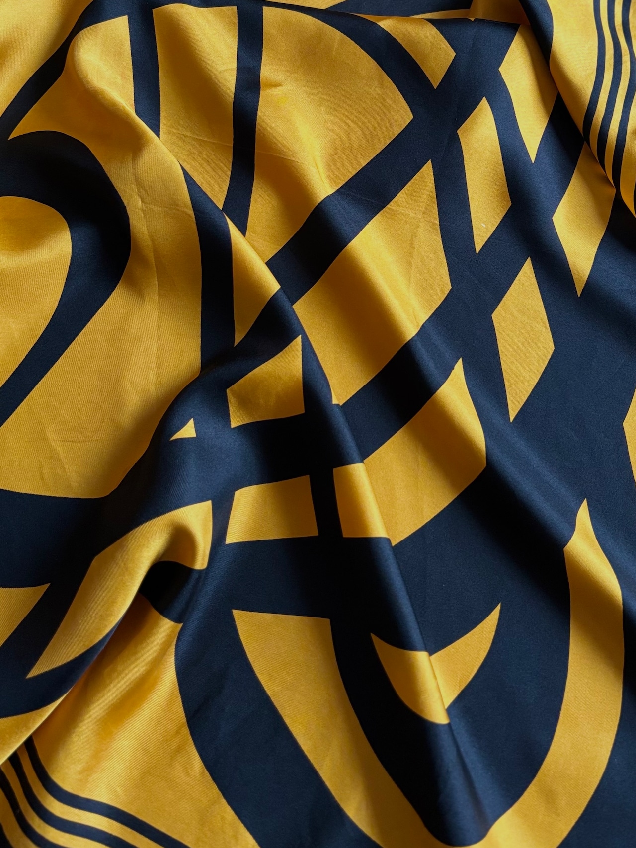 yellow & black abstract silk scarf-5152-8