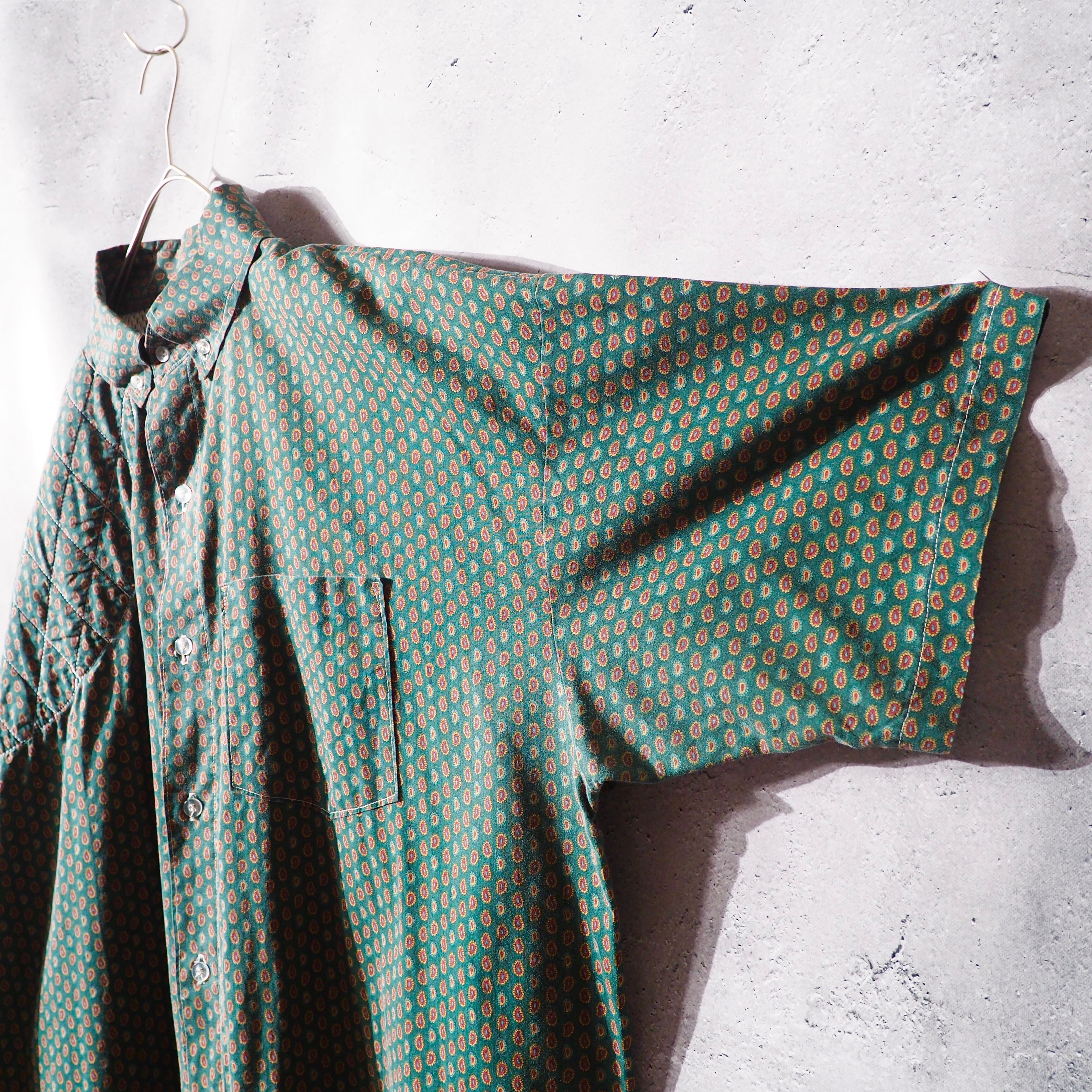 1990s Dull Green × Paisley pattern Vintage loose Hunting shirt
