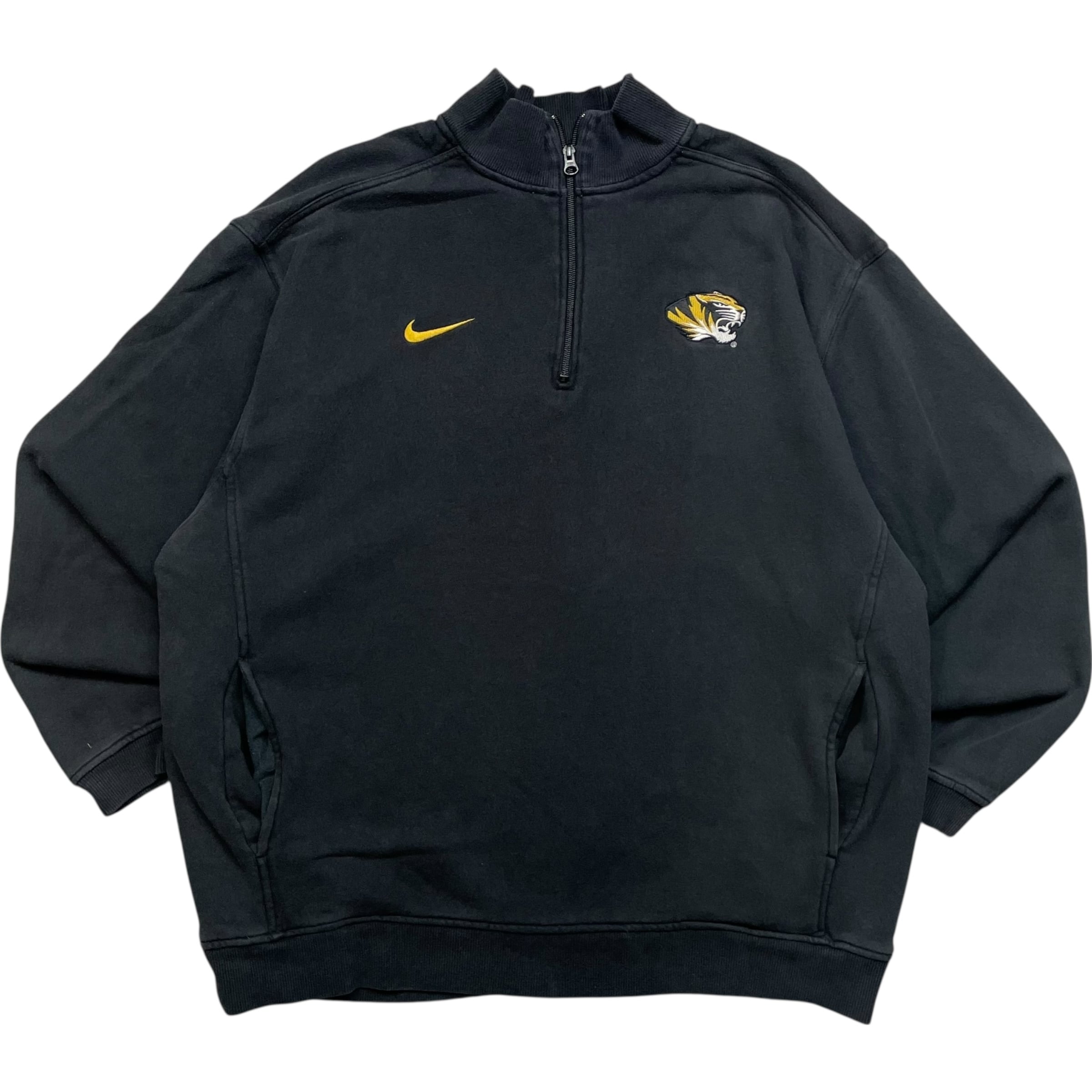 《XL》 NIKE ナイキ ハーフジップ スウェット ミズーリ大学 タイガース スウッシュ 刺繍 ブラック no.8997