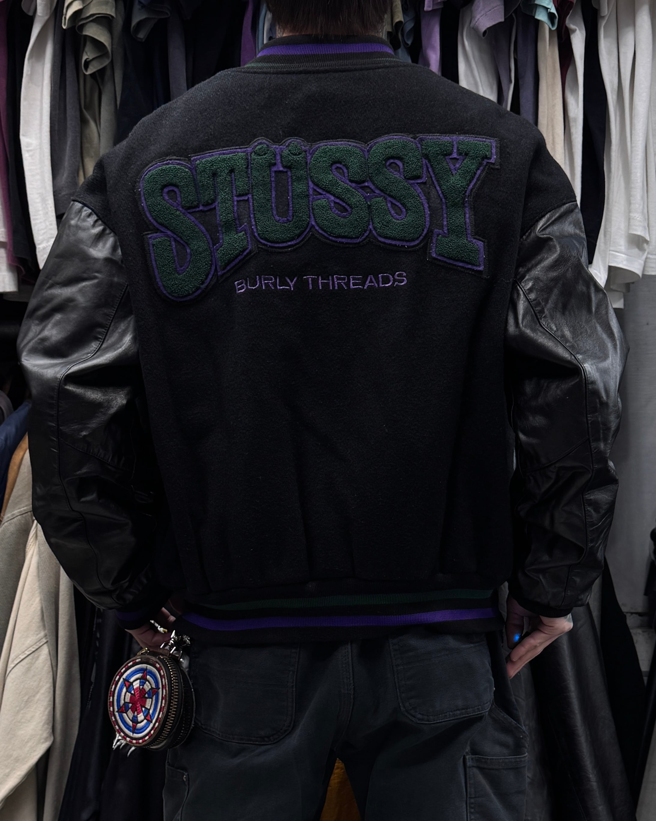 Special!!】90's old stussy Wool Varsity Jacket “©︎1991” “WORLD
