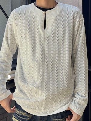 【ALUDE SELECT】see-through lame shirt one button shirt