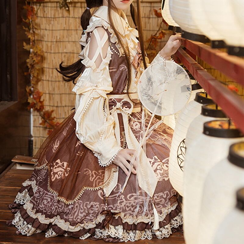 人間失格　赤茶色ジャンスカと羽織　和装コーデ　和ロリ　大正昭和　太宰治　ロリータ 人間失格赤茶色ジャンスカと羽織和装コーデ和ロリ大正昭和太宰治ロリータ