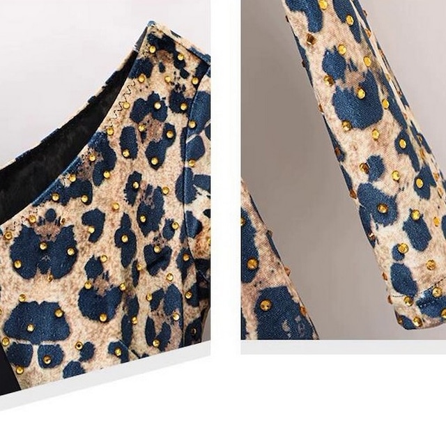 レオパードデザイン ロングスリーブ モダンドレス ds0983