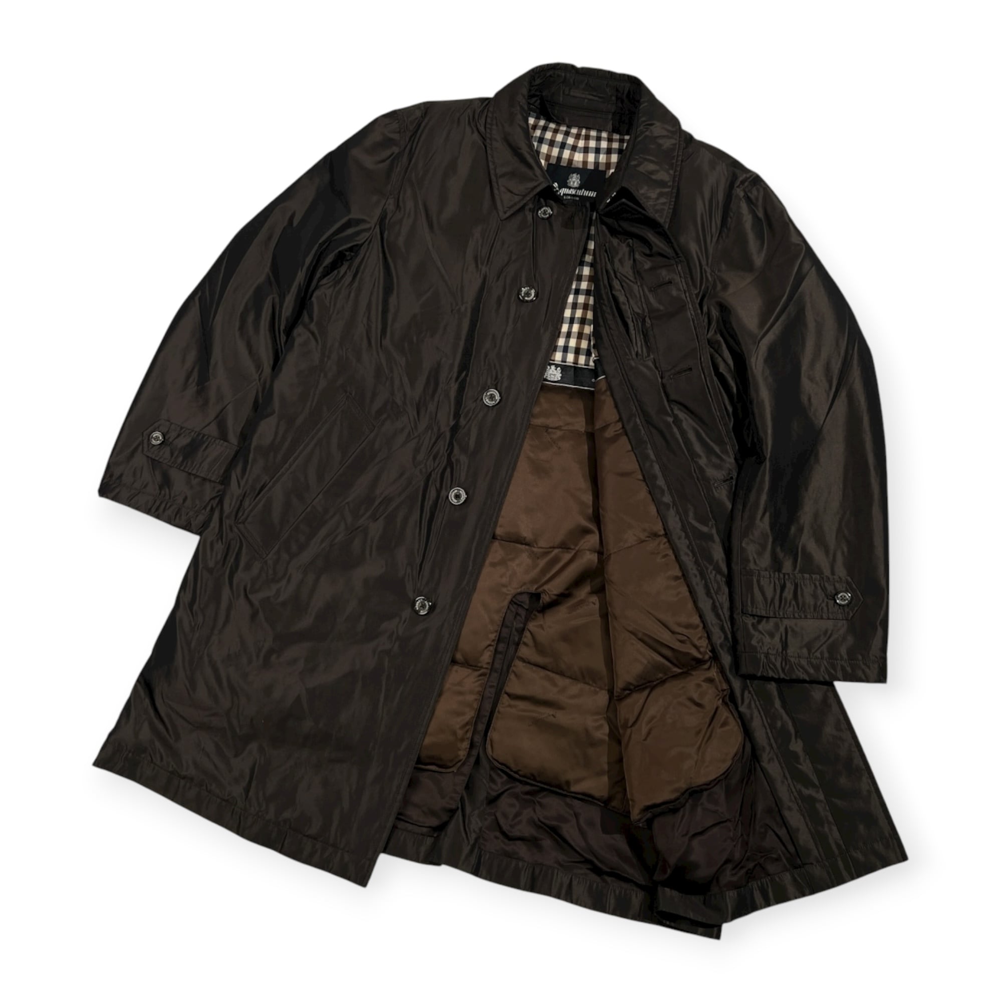90s Aquascutum アクアスキュータム ダウンライナー付き シルク混