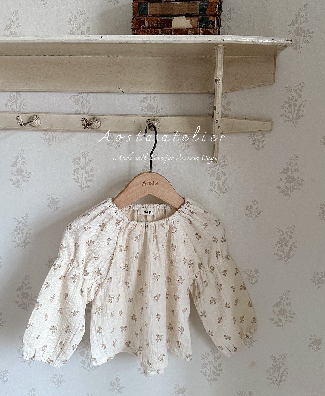 残り1点 即納⌇110cm 花柄 スモック ブラウス