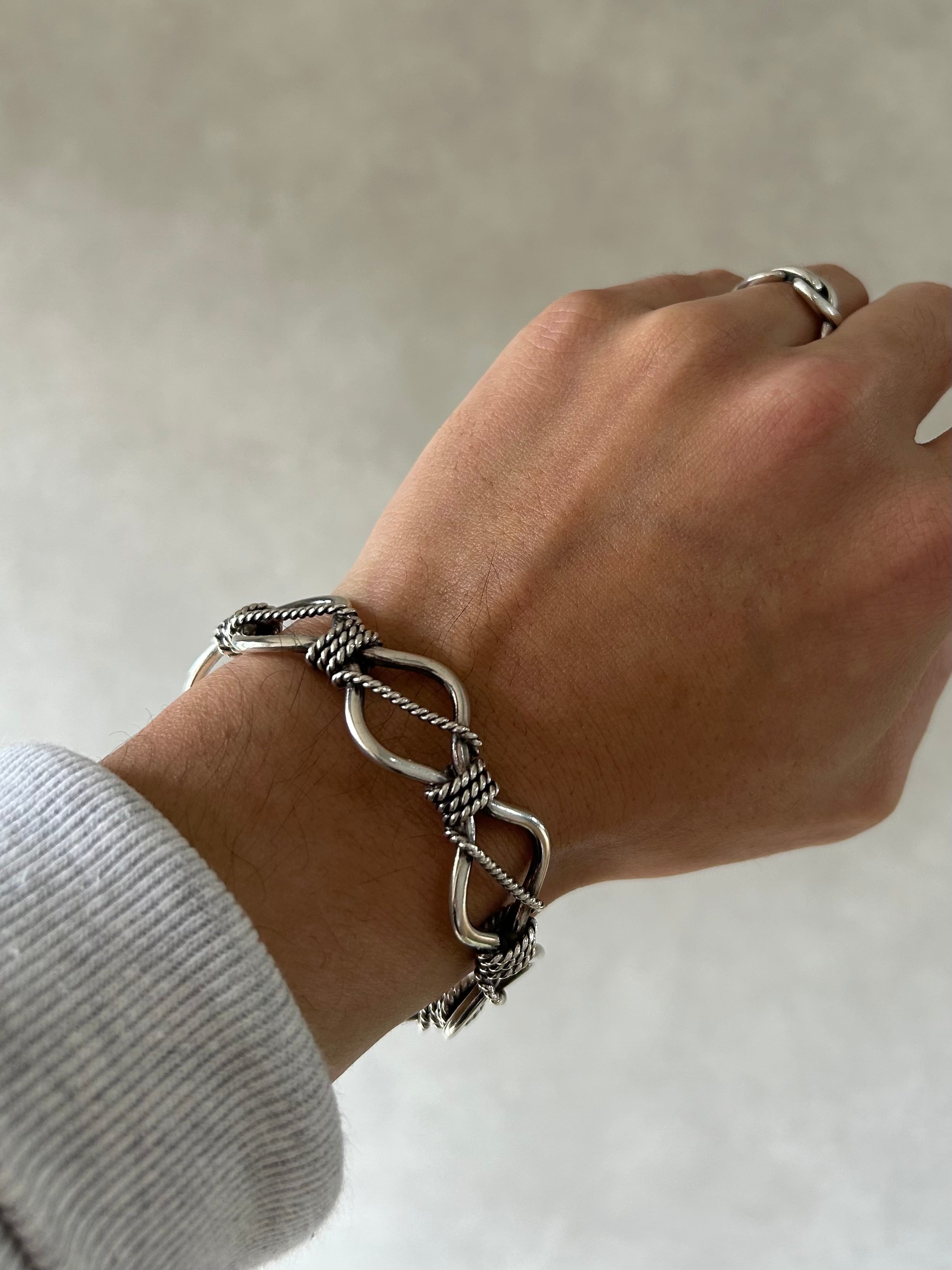 TWISTED ROPE CABLE PATTERN BANGLE-SILVER925-ロープバングル Mexican Vintage Twisted Rope Bangle | POED VINTAGE ACCESSORIES