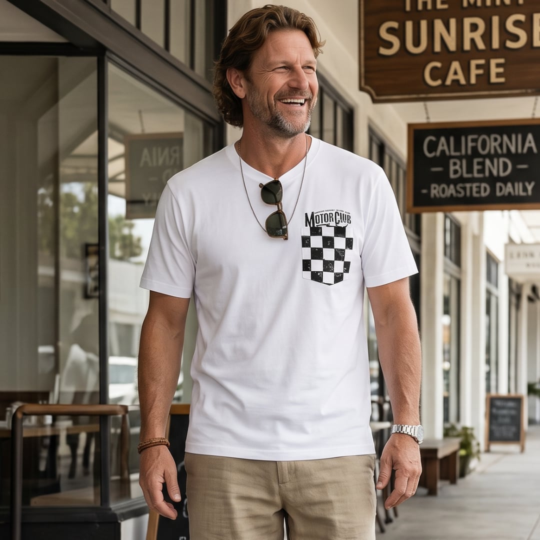 アメリカン チェッカーポケットプリントTシャツ 2色 S2492