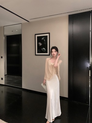 Asymmetrical Knit Camisole and Pullover Set up【H00077】