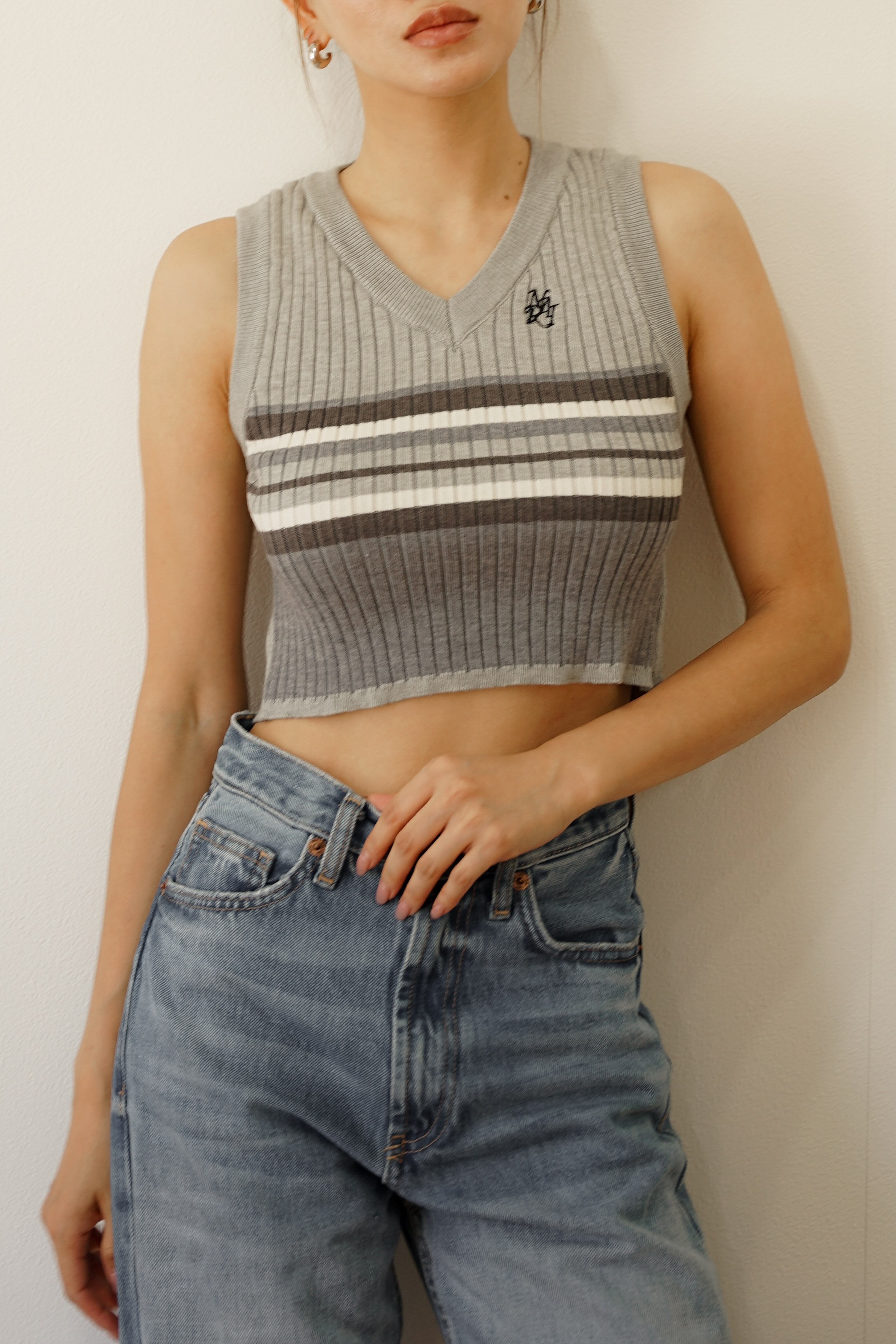 クロップド ニットベスト