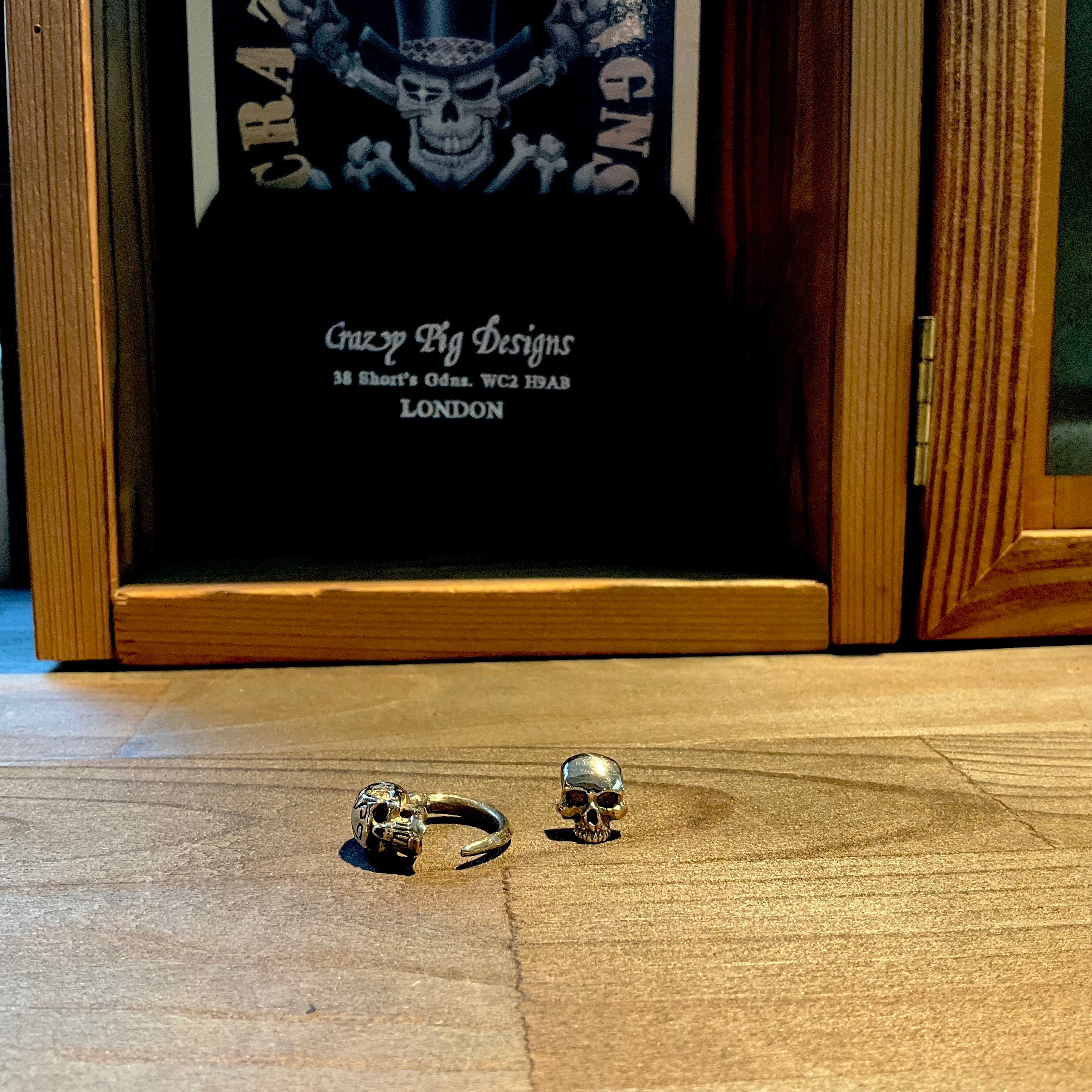 CrazyPig Plain Skull Stud 9K Gold earring pierce クレイジーピッグ