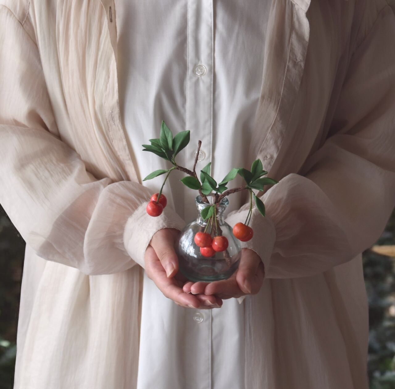 ◇粘土のお花◇ ミニサイズ♪ さくらんぼ S1280 | oldfantasy