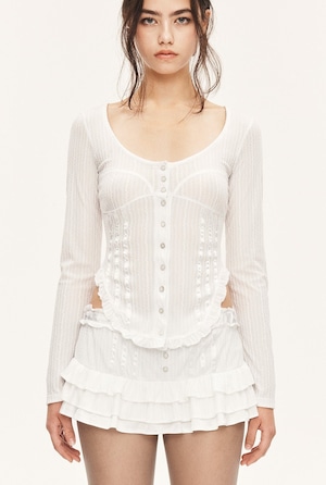 [threetimes] Twilight top (white) 正規品 韓国ブランド 韓国通販 韓国代行 韓国ファッション スリータイムズ three times 日本 店舗