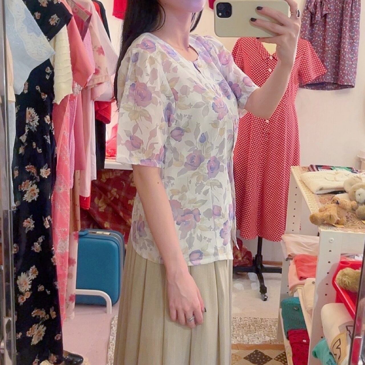 water color rose blouse