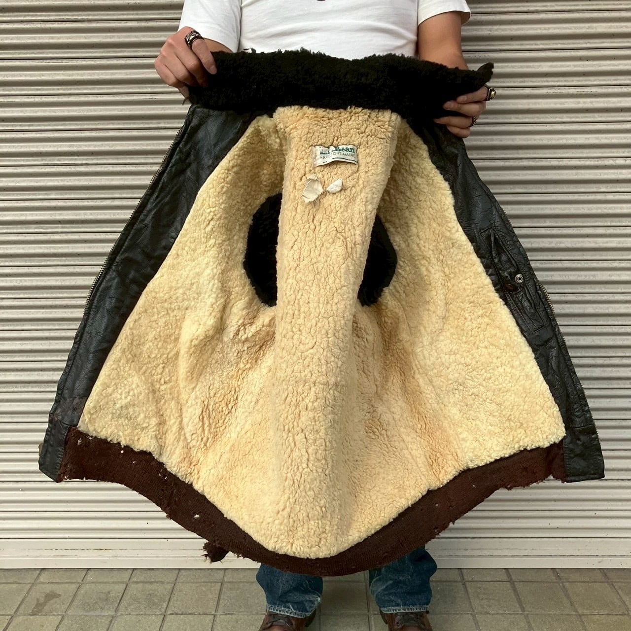 70s USA製 L.L.Bean G-1 裏ボア ムートン フライト レザー ジャケット