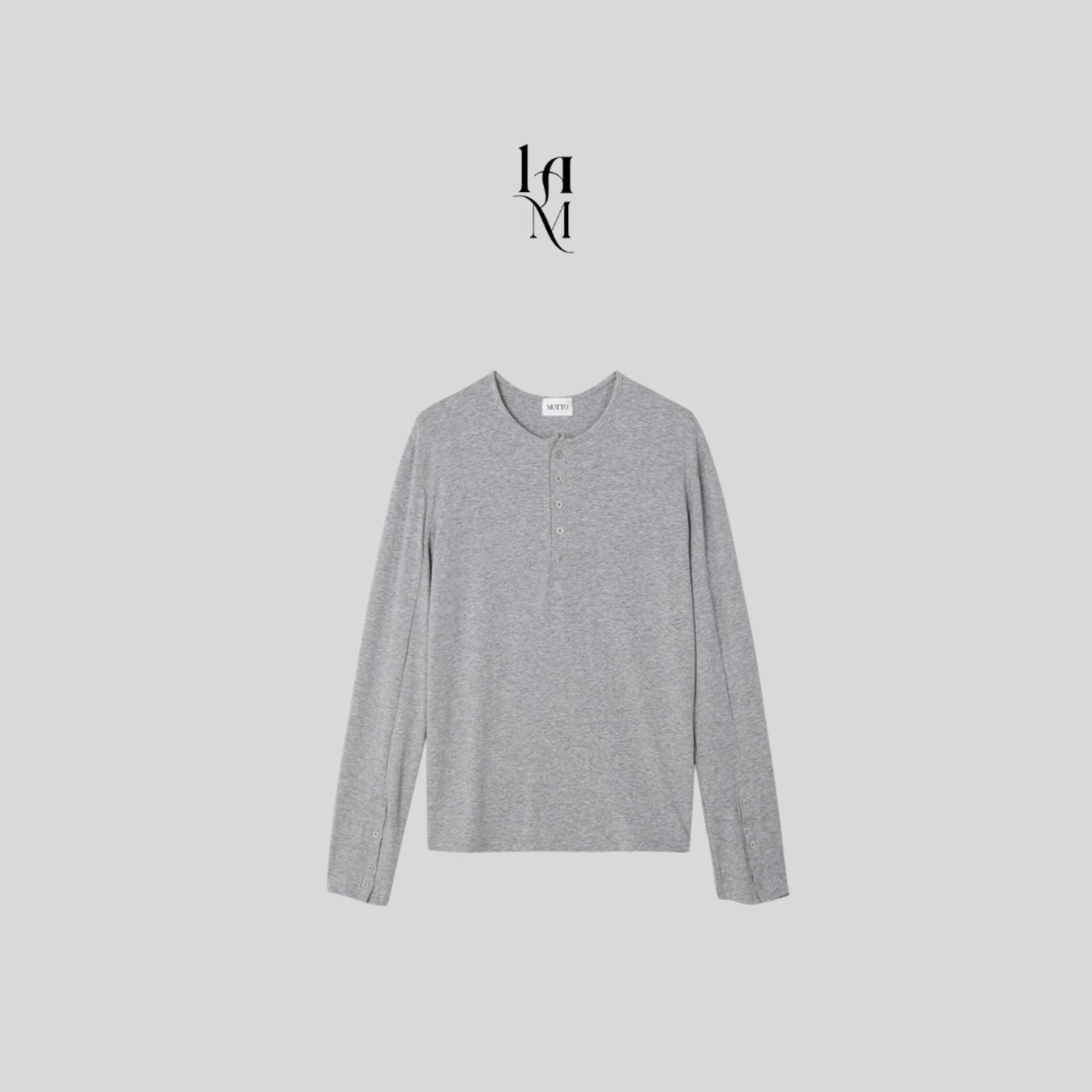 【Muscle Fit】Slim Henley Neck Long Sleeve Shirt - 17