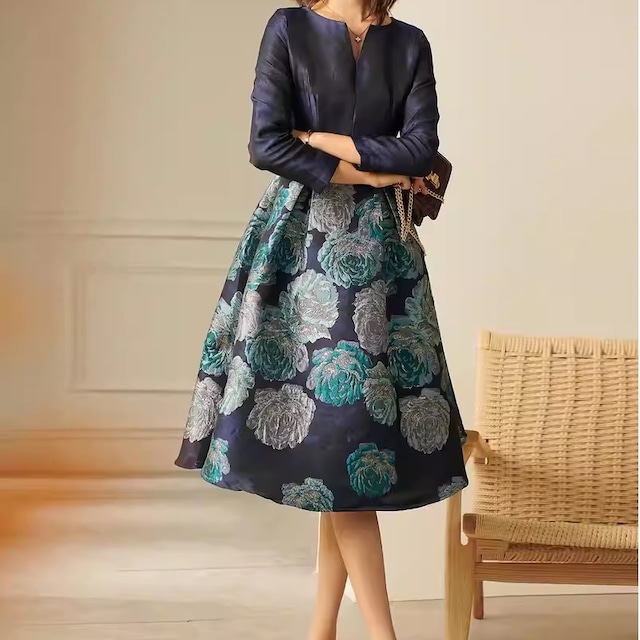 navy floral dress<d2234>