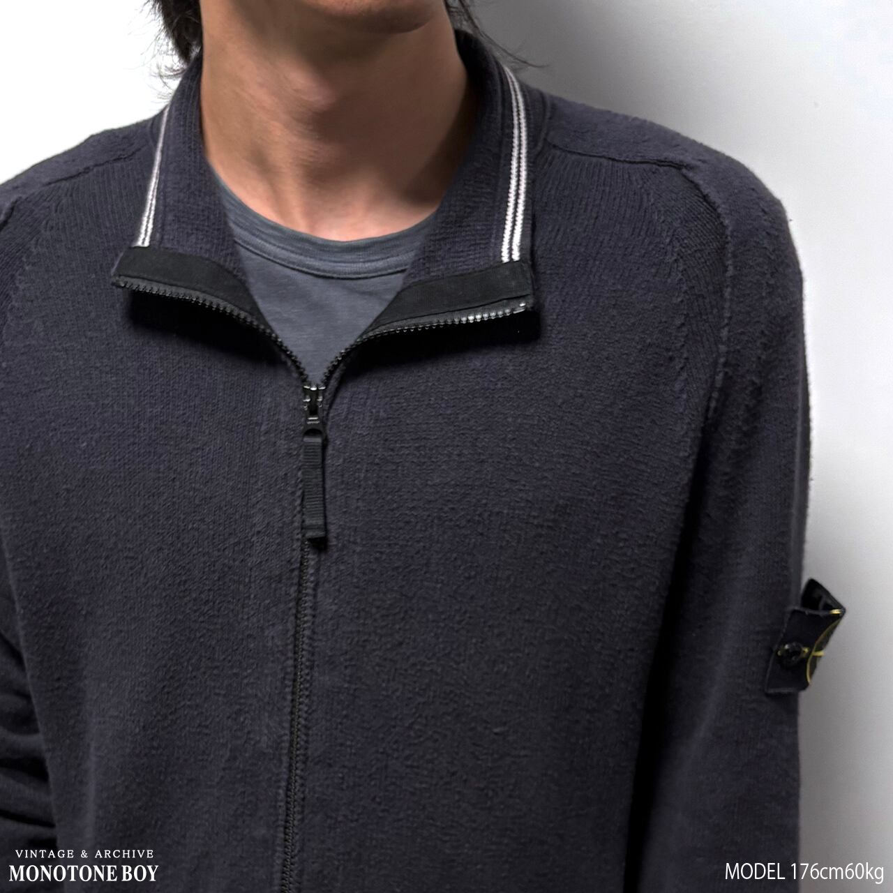 STONE ISLAND 2012SS ZIP UP DRIVERS COTTON KNIT NAVY size L
