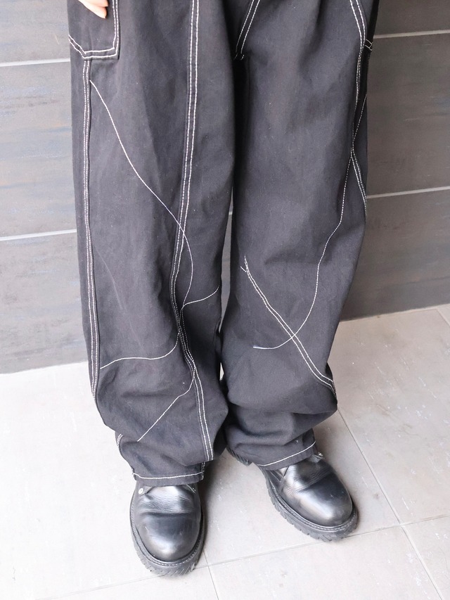 waist detail stich design denim pants