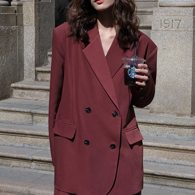 Wine red double jacket S102