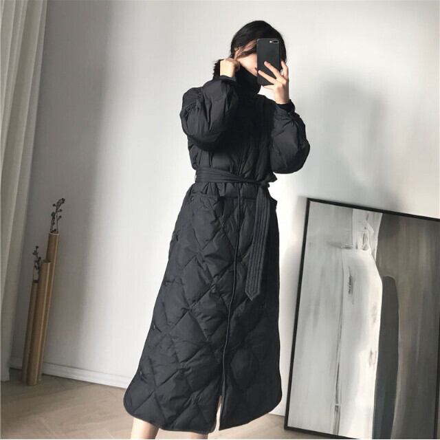 全2色 レディース アウター キルティングダウンジャケット ベルト